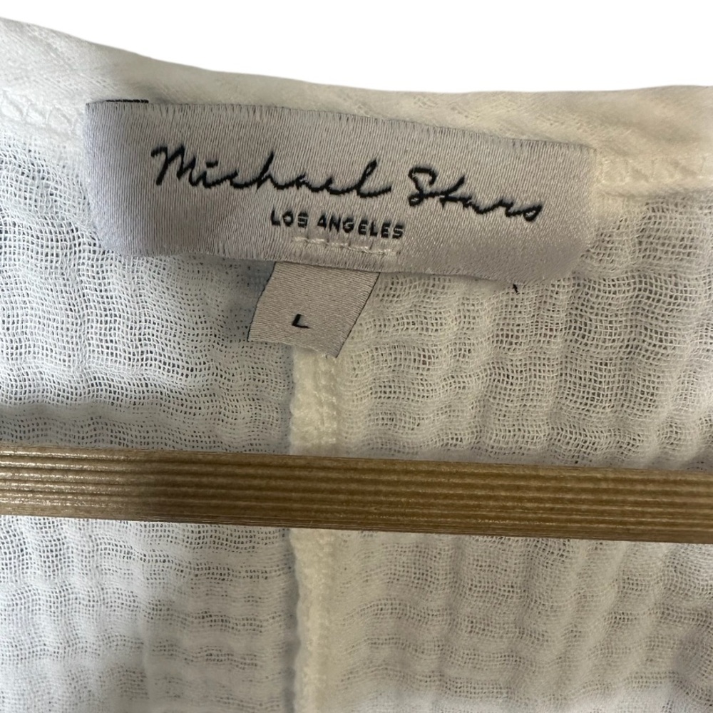 Michael Stars | White | 100% Cotton Gauze V-Neck Top | Size L - Picture 4 of 6
